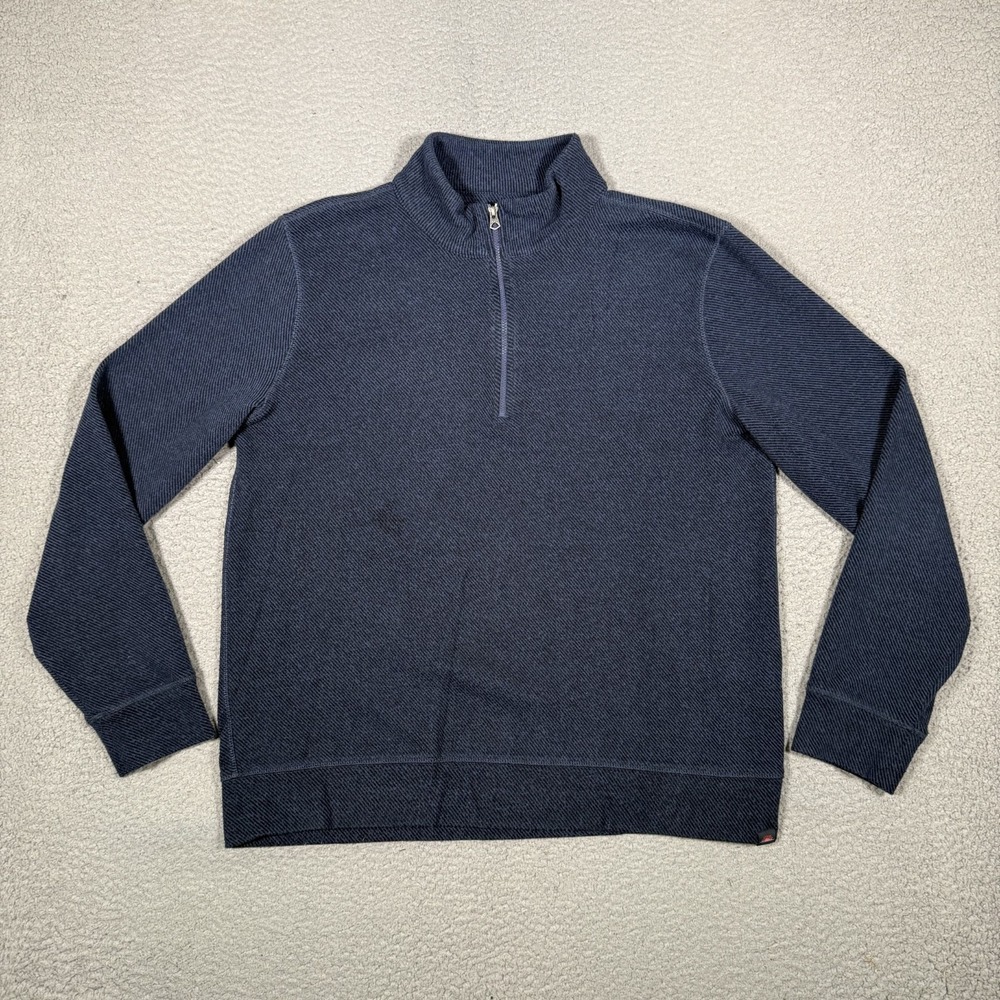 Faherty Sweater Mens Large Blue 1/4 Zip Pullover Viscose Blend Outdoor Preppy
